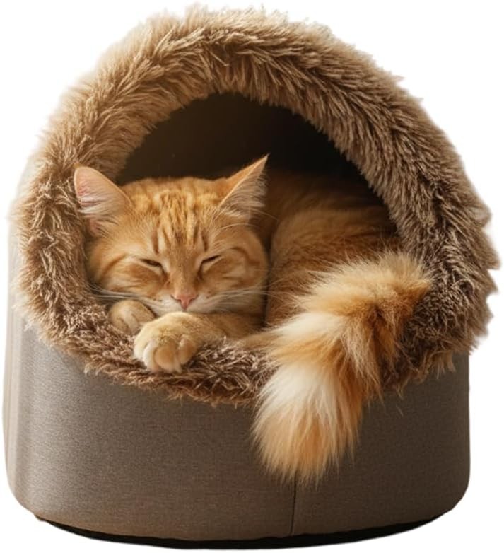 CozyCave™ Winter Warm Pet Bed – Enclosed Soft Cave for Dogs & Cats
