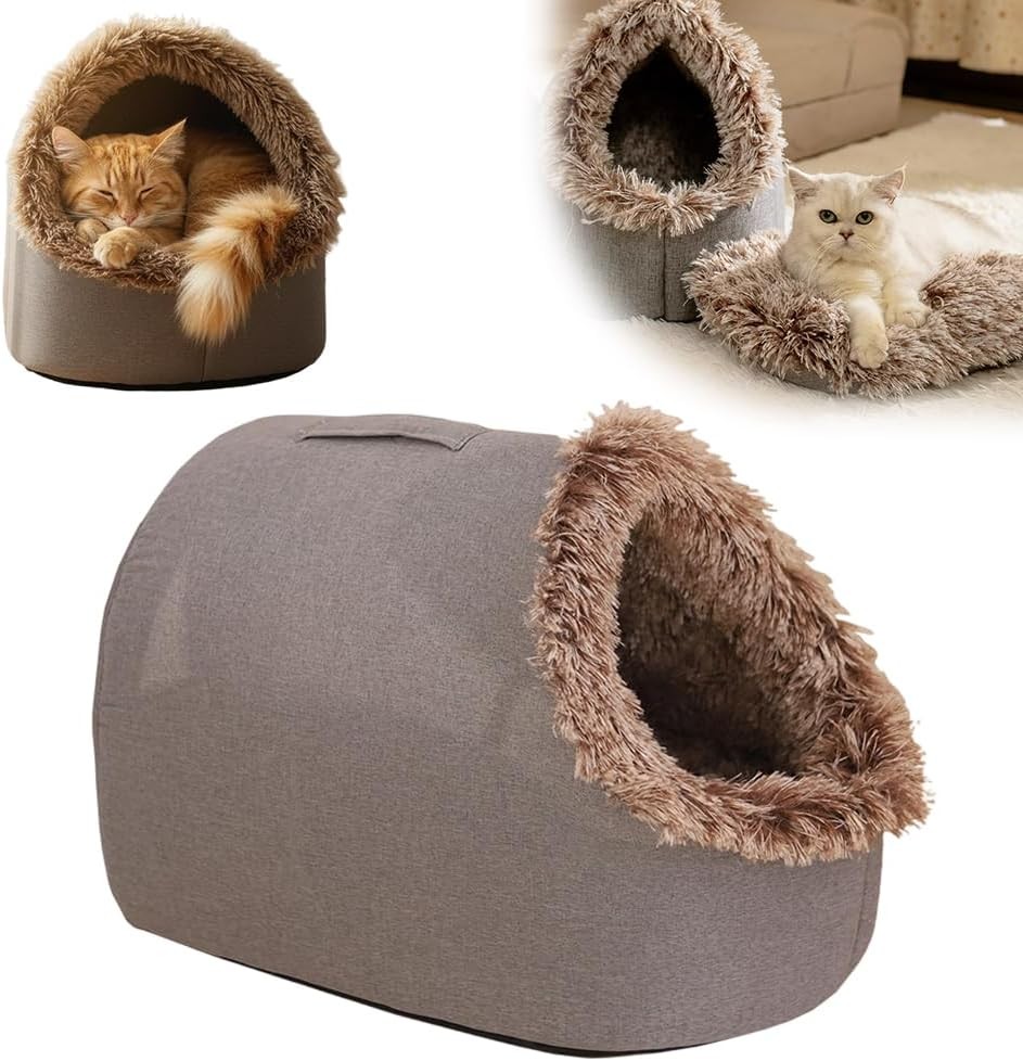 CozyCave™ Winter Warm Pet Bed – Enclosed Soft Cave for Dogs & Cats
