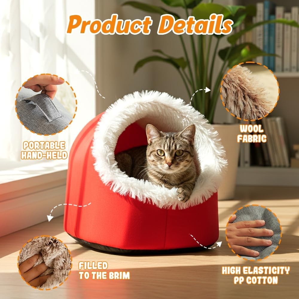 CozyCave™ Winter Warm Pet Bed – Enclosed Soft Cave for Dogs & Cats