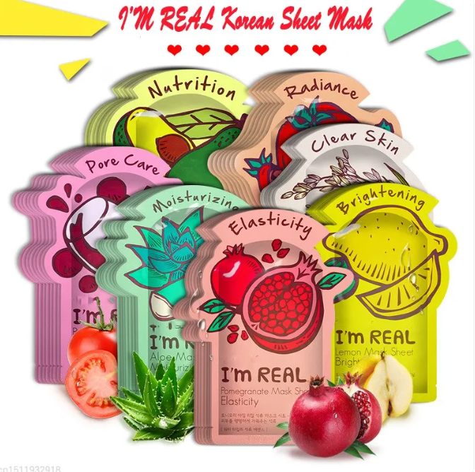 I'm REAL Skin Care Food Sheet Face Mask Moisturizing Oil Control Whitening Shrink Pores Korean Facial Mask tony moly Cosmetics