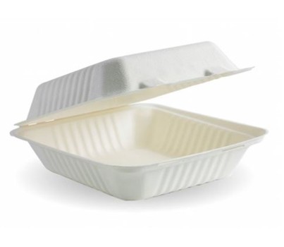 CLAMSHELL BIOCANE 7.8x8x3" WHT 100s/SLV (BIOPAK B-DHL-81-PF)