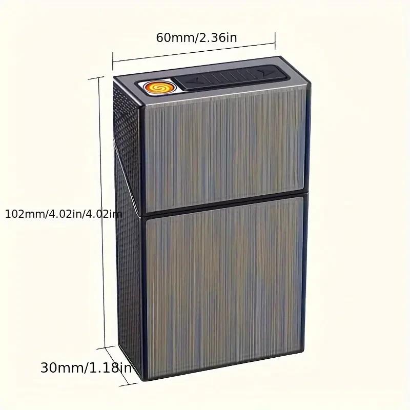 2-In-1 USB Rechargeable Lighter & Cigarette Case - Stylish Men’s 20-Cigarette Holder, Moisture-Proof & Durable