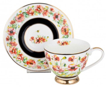 **POPPIES COLLECTION TEACUP AND SAUCER SET