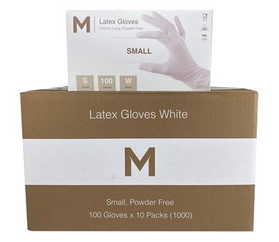 GLOVES LATEX POWDER FREE WHITE SMALL 100s/PKT (MATTHEWS)