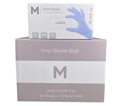 GLOVES VINYL P/F BLUE LARGE 100s/PKT (MPH29168) (MATTHEWS)