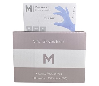 GLOVES VINYL POWDER FREE BLUE XL 100s/PKT (MATTHEW MPH29169)