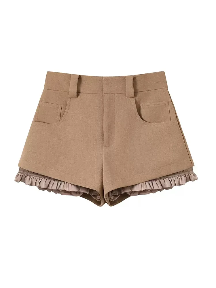 Women's Spring And Summer Retro Khaki Suit Shorts