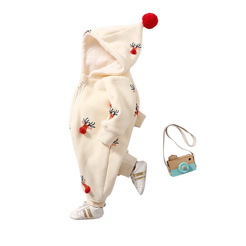 Festive Reindeer Hooded Onesie for Babies