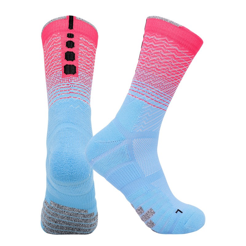 Men's Solid Color Sweat-absorbent Non-slip Pure Cotton Invisible Socks Blue And Pink
