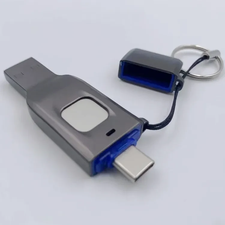 Fingerprint USB Disk Encrypted Data Security Computer Cellphone Dual-use