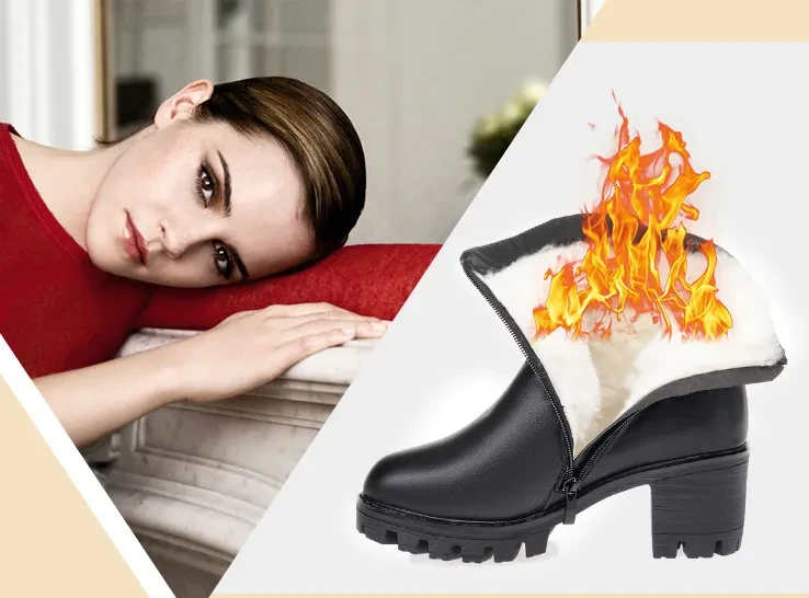 Platform Ankle Boots Thick Heel