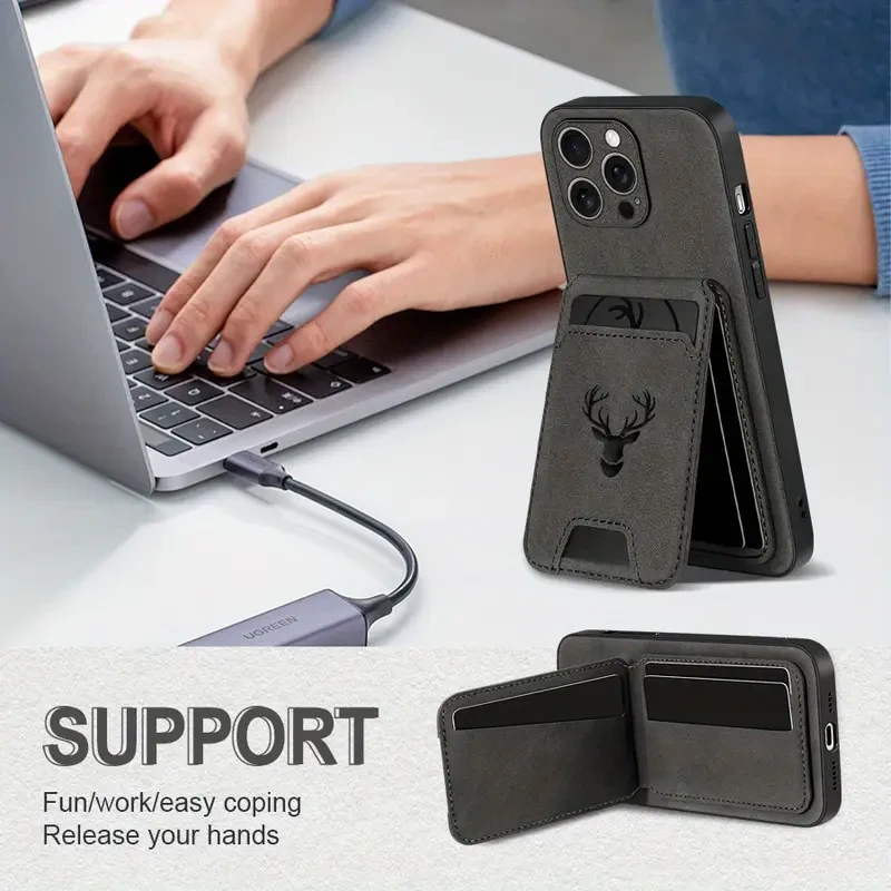 Premium Faux Leather Wallet Case for Iphone Models