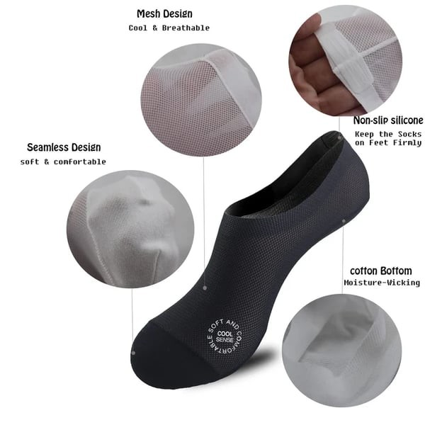 Ultra Thin Liner Socks Non Slip ComBed Cotton No Show Socks 3 packs