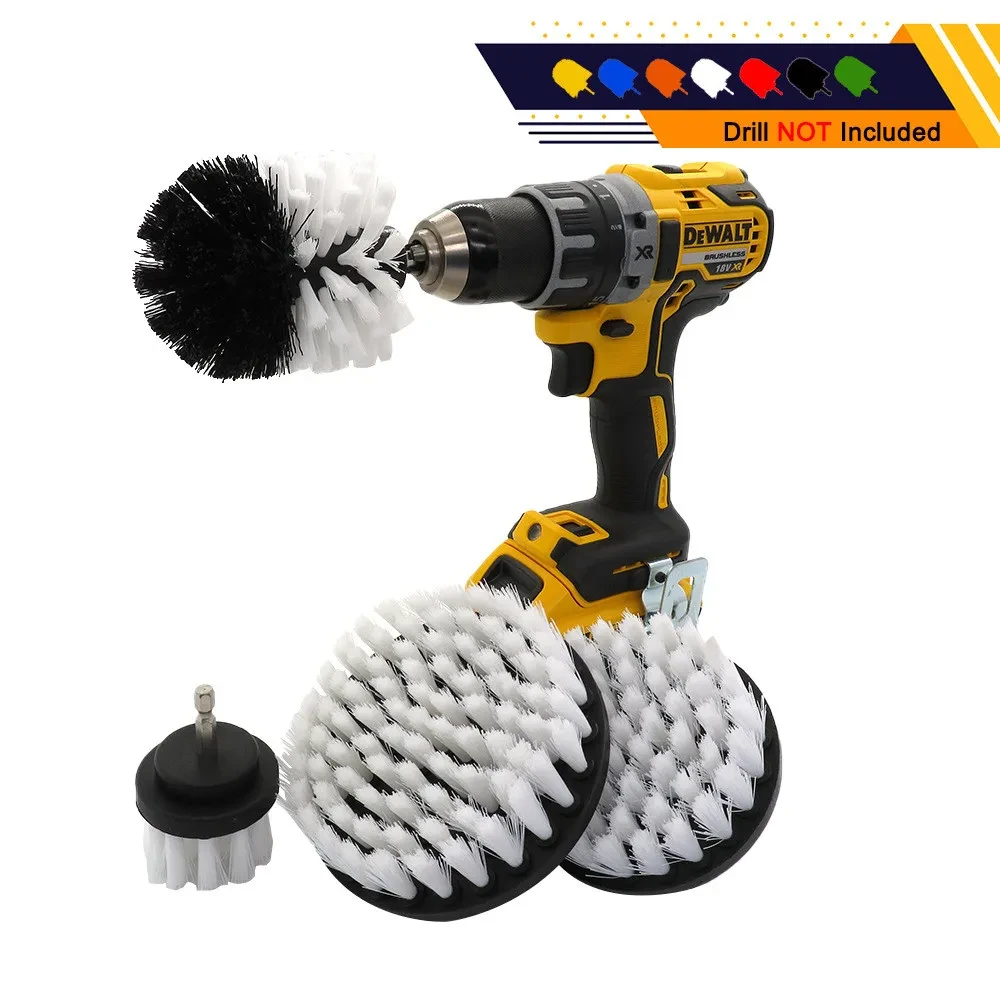 Electric Drill Brush 4 Piece Set Kitchen Electric White Cleaning Brush