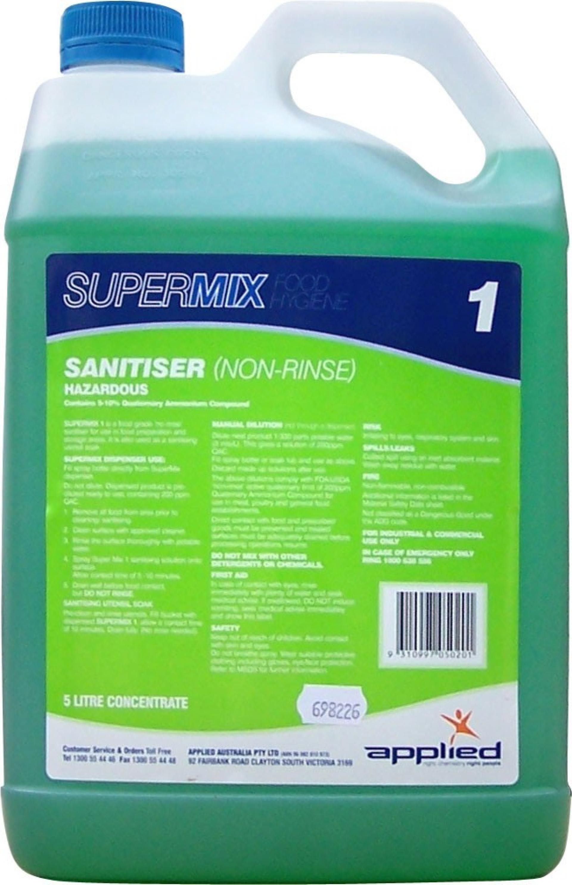 SANITISER NON-RINSE 5L (FLUID SUPERMIX 1 SM1-5)