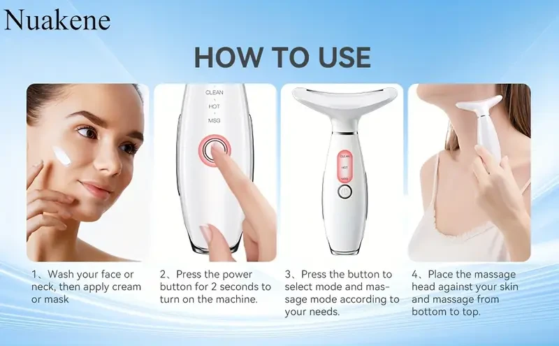 7-in-1 Facial Beauty Device Rechargeable Vibrating Heating Massager