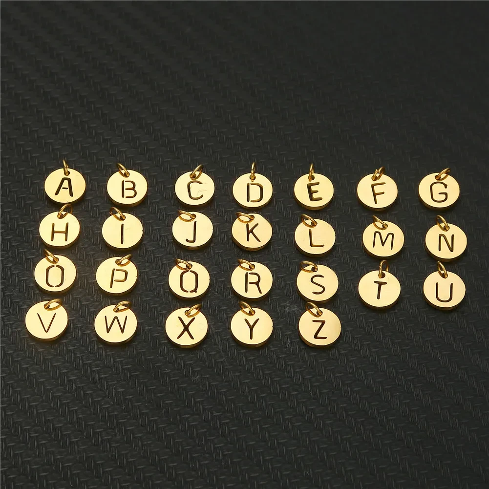 Stainless Steel Circular Plate English Letters Small Pendant Ornament Accessories