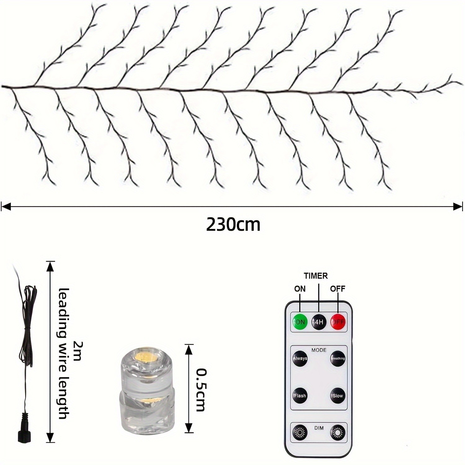 Set Of 144 LED Bendable Willow Vine Lights – USB Powered with Remote Control, 8 Modes, Indoor and Outdoor Decorative Lights