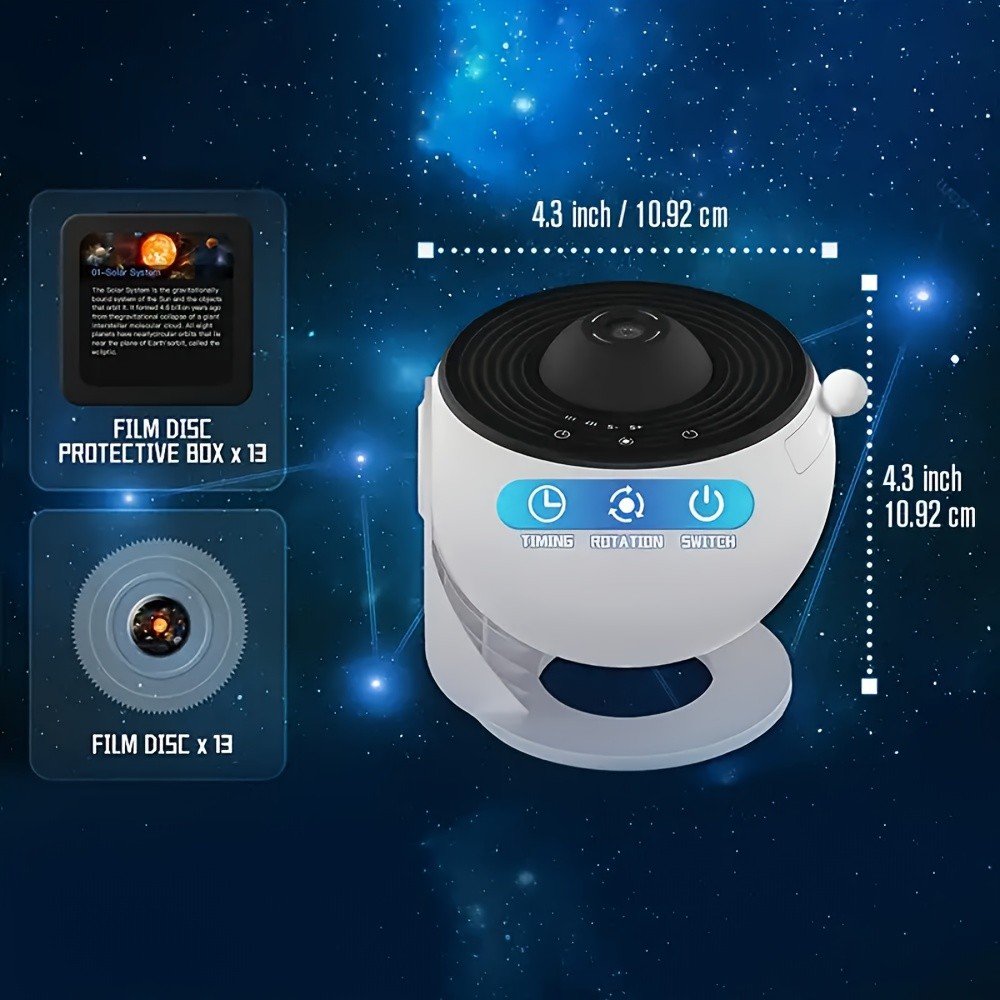 Star Projector Lamp with 13 Films – Creative LED Starry Sky Night Light, Tabletop Indoor Dynamic Galaxy Projector, Touchpad Controlled, USB Powered, Non-Waterproof, for Home Atmosphere Decor