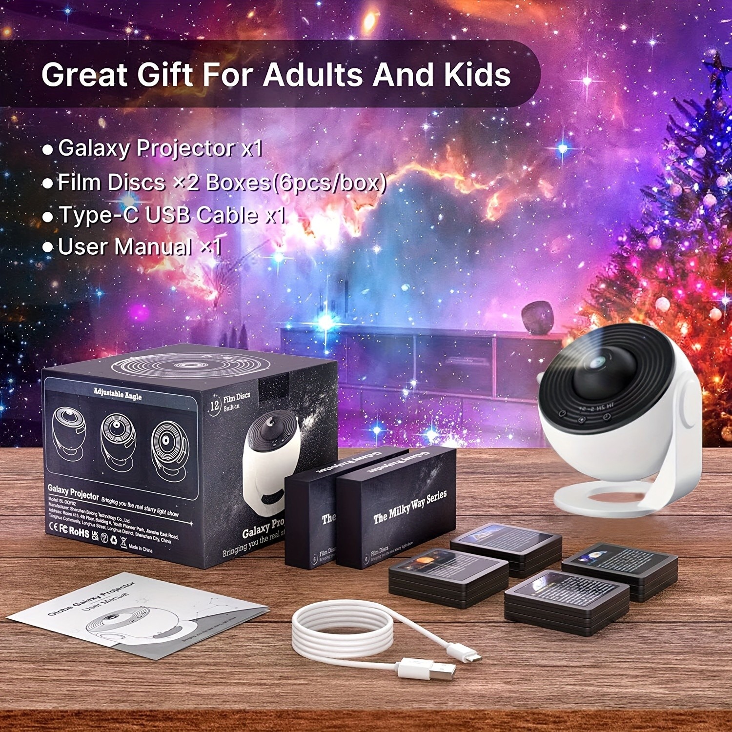 Star Projector Lamp with 13 Films – Creative LED Starry Sky Night Light, Tabletop Indoor Dynamic Galaxy Projector, Touchpad Controlled, USB Powered, Non-Waterproof, for Home Atmosphere Decor