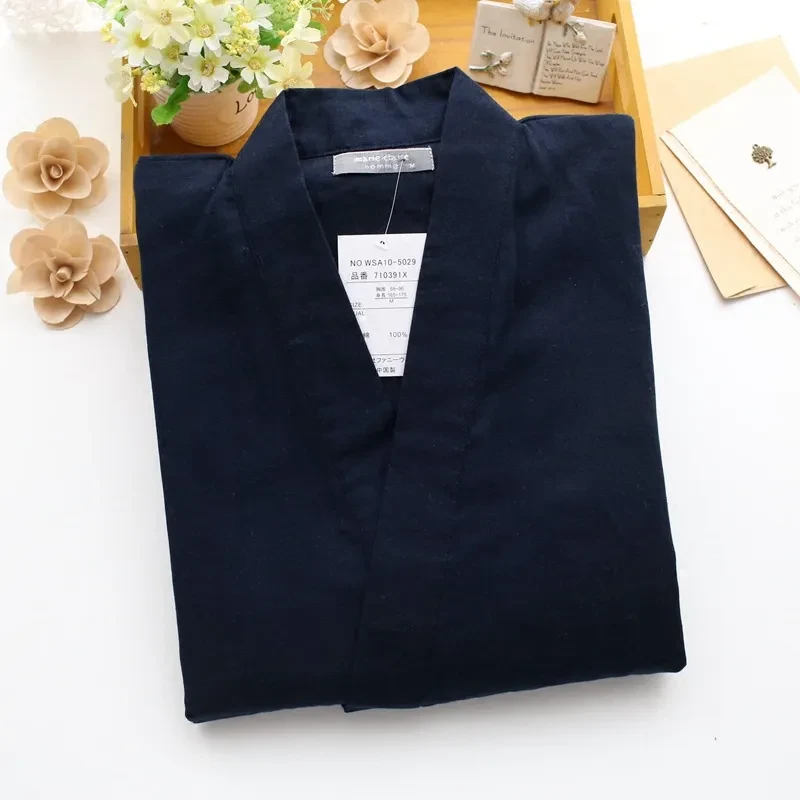 Men's kimono pajamas cotton double gauze loose pajamas