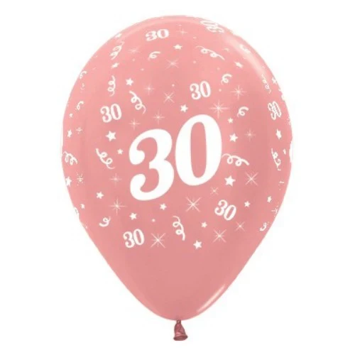 Balloons Age 30 Rose Gold Metallic - Pack of 6