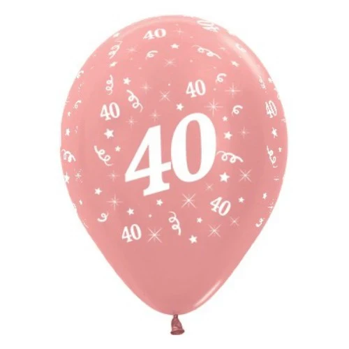 Balloons Age 40 Rose Gold Metallic - Pack of 6