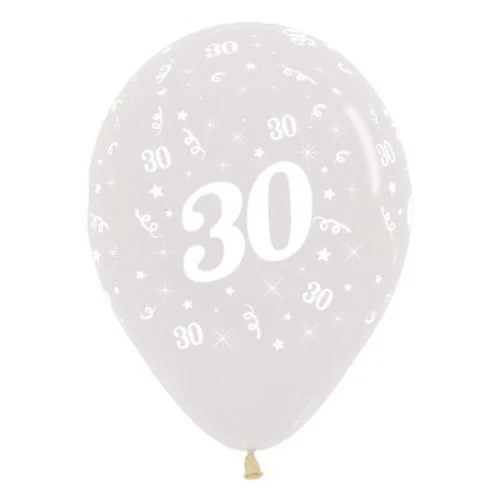 Balloons Age 30 Jewel Crystal Clear - Pack of 6