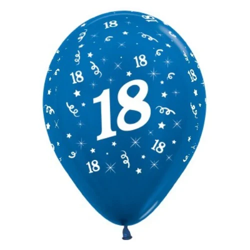 Balloons Age 18 Blue Metallic Pearl - Pack of 25