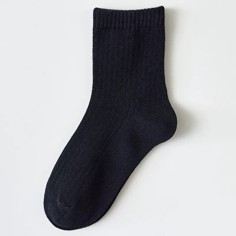 Children's Black Tube Socks White Student Cotton Middle-aged Boy