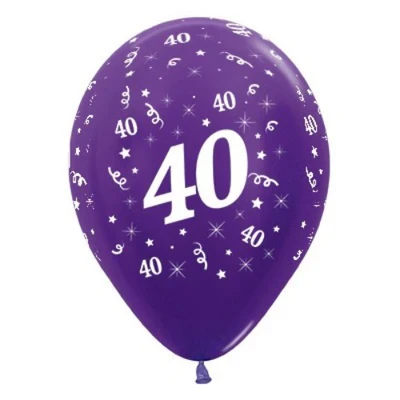 Balloons Age 40 Purple Violet Metallic Pearl - Pack of 25