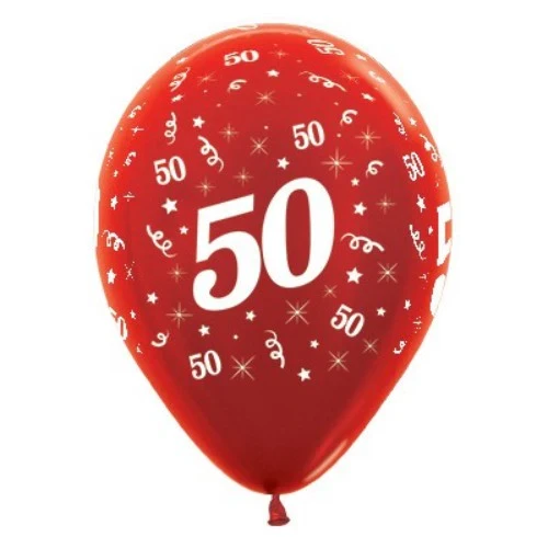 Balloons Age 50 Red Metallic Pearl - Pack of 25