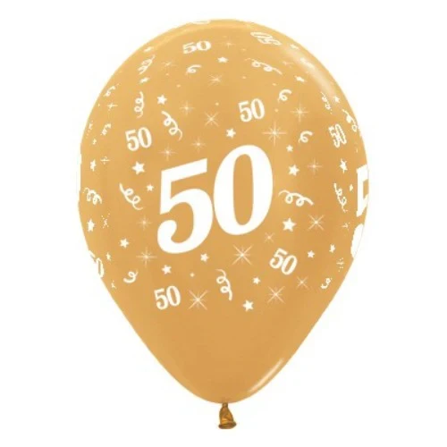 Balloons Age 50 Gold Metallic Pearl - Pack of 25