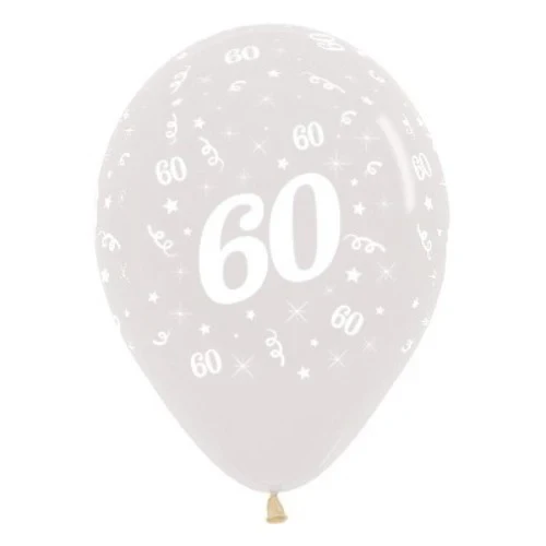 Balloons Age 60 Jewel Crystal Clear - Pack of 25