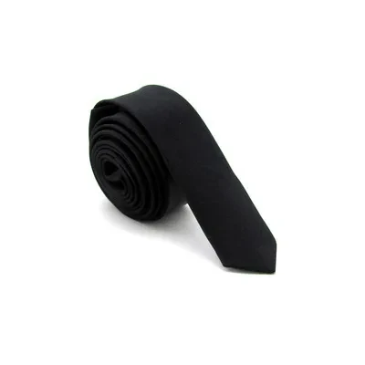 Narrow Tie Women's College Style Pure Black