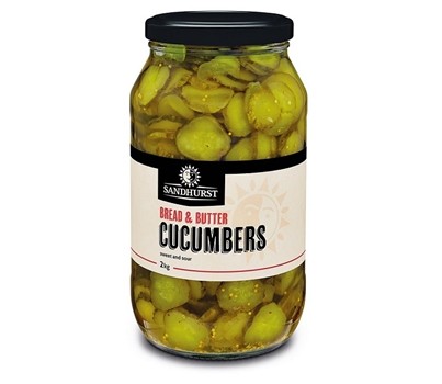 GHERKINS BREAD&BUTTER SWEET&SOUR SLICED 2KG (SANDHURST GKBB)