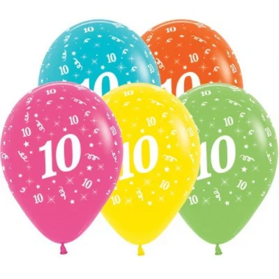 Balloons Age 10 Tropical Assortment - Pack of 25