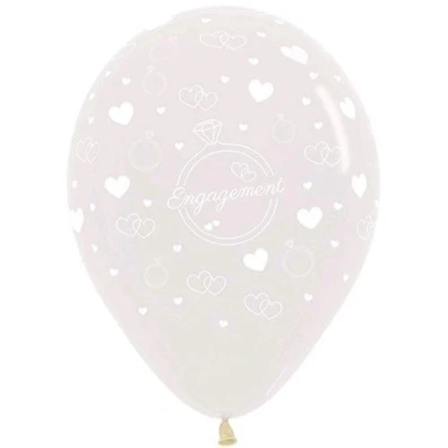 30cm Engagement Jewel Crystal Clear Latex Balloons - Pack of 25