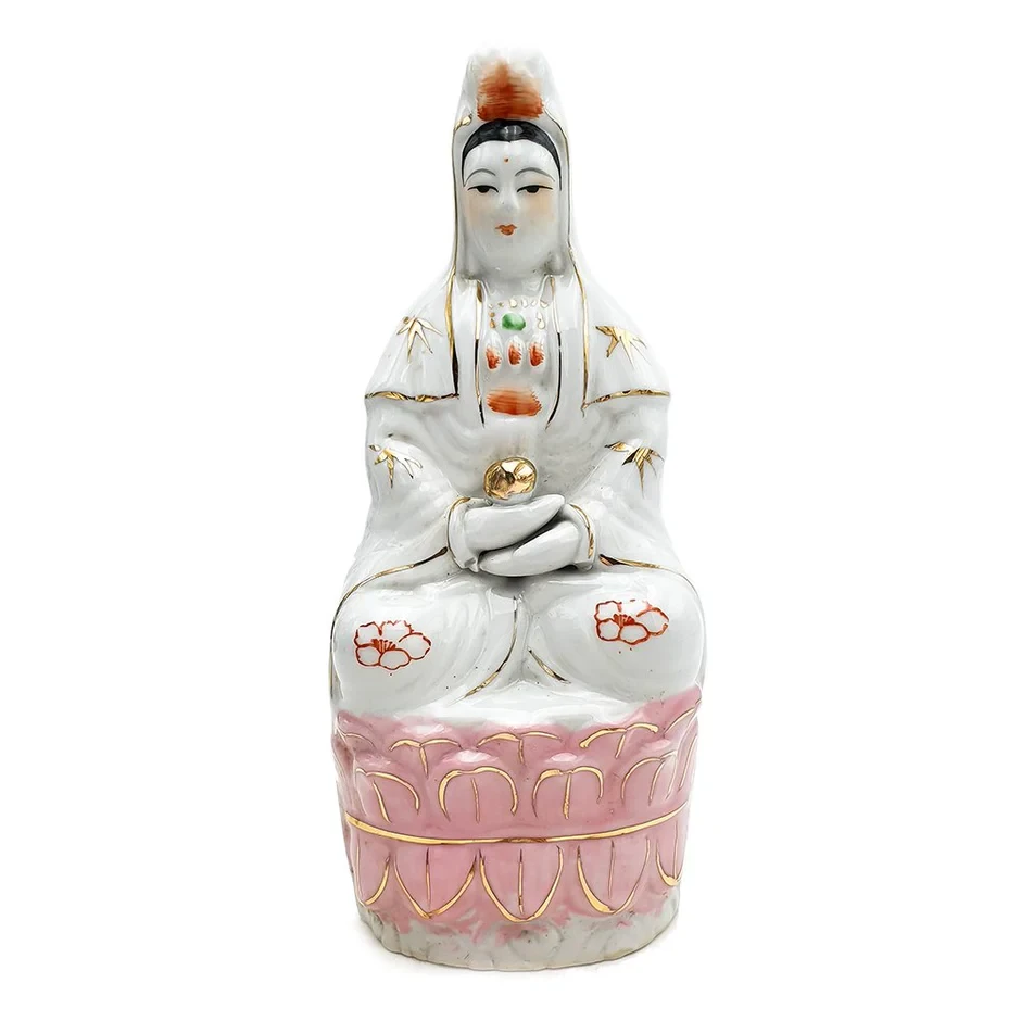 Guanyin Sitting Lotus Buddha Statue 8"
