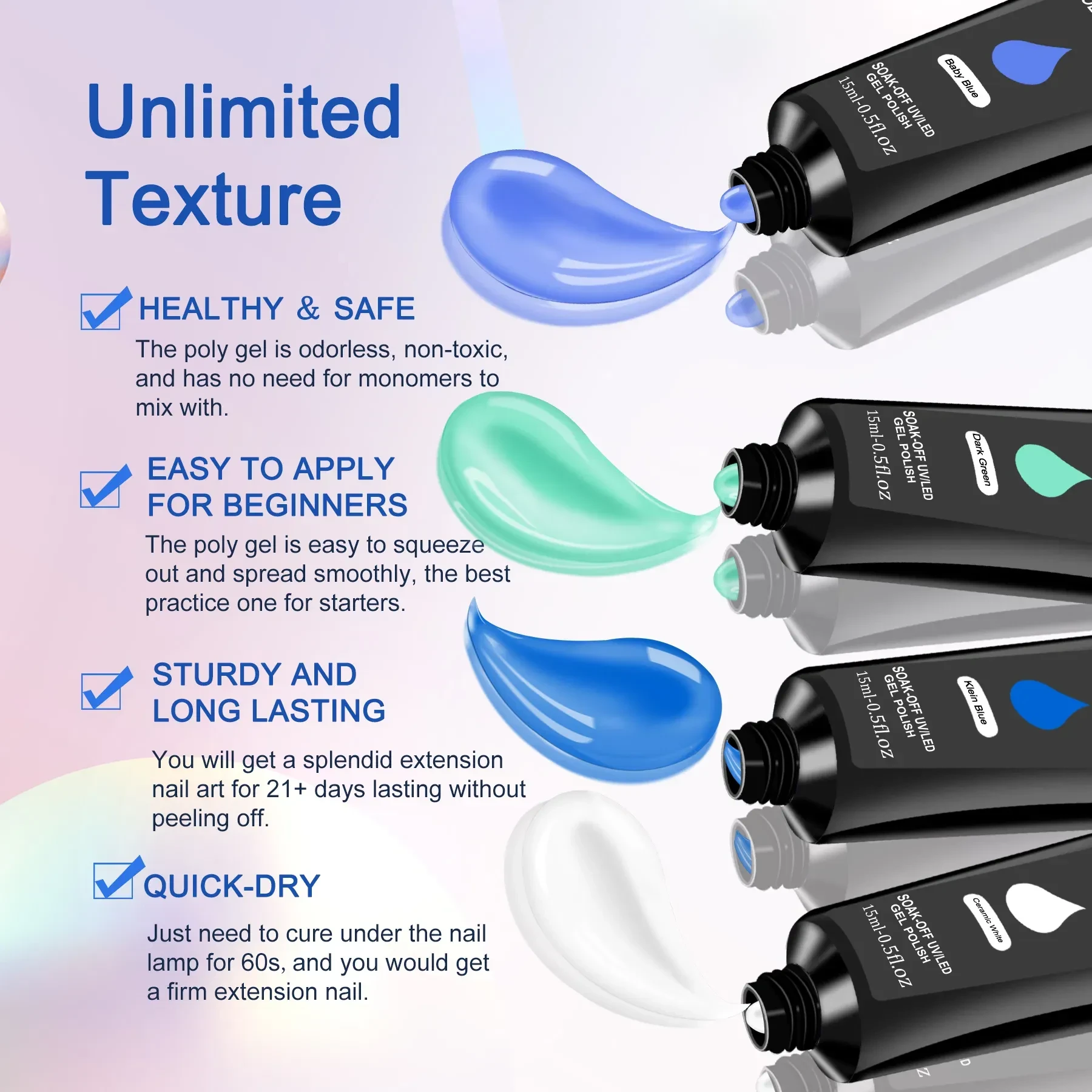 6 PCS Polygel Nail Kit With UV Nail Lamp