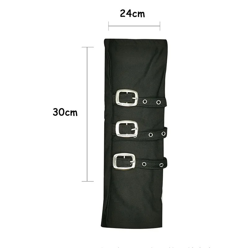 Dark Metal Button Cuffs Gothic Half Open Finger Wristband Gloves