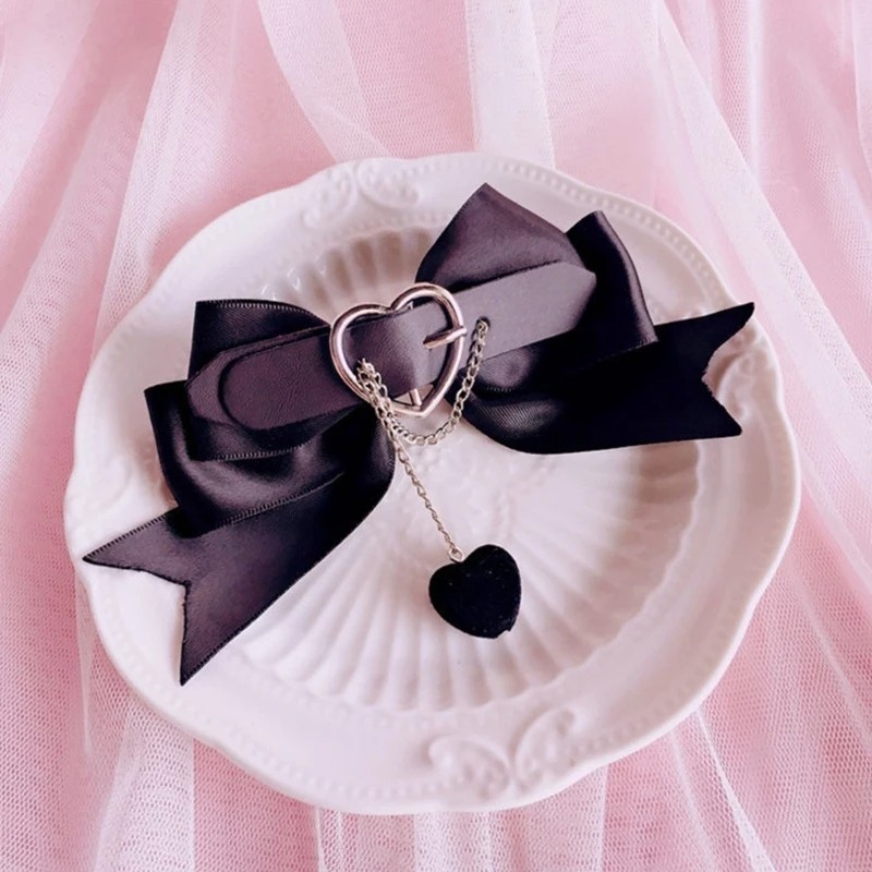 Lolita Accessories Hairpin  Black Dark Sweet Cool Girl Big Bow