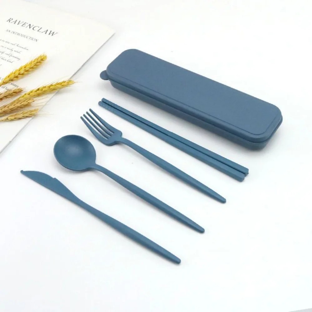 4Pcs Wheat Straw Dinnerware Set Portable