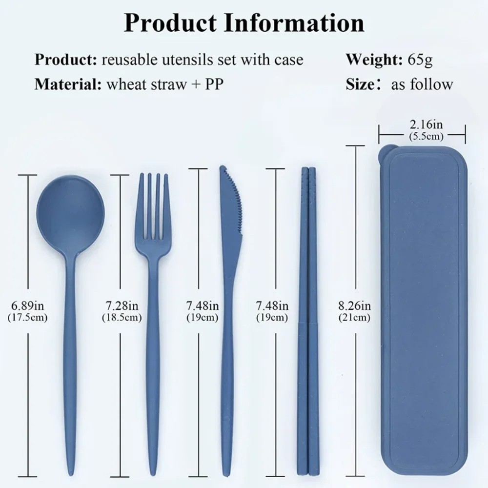 4Pcs Wheat Straw Dinnerware Set Portable