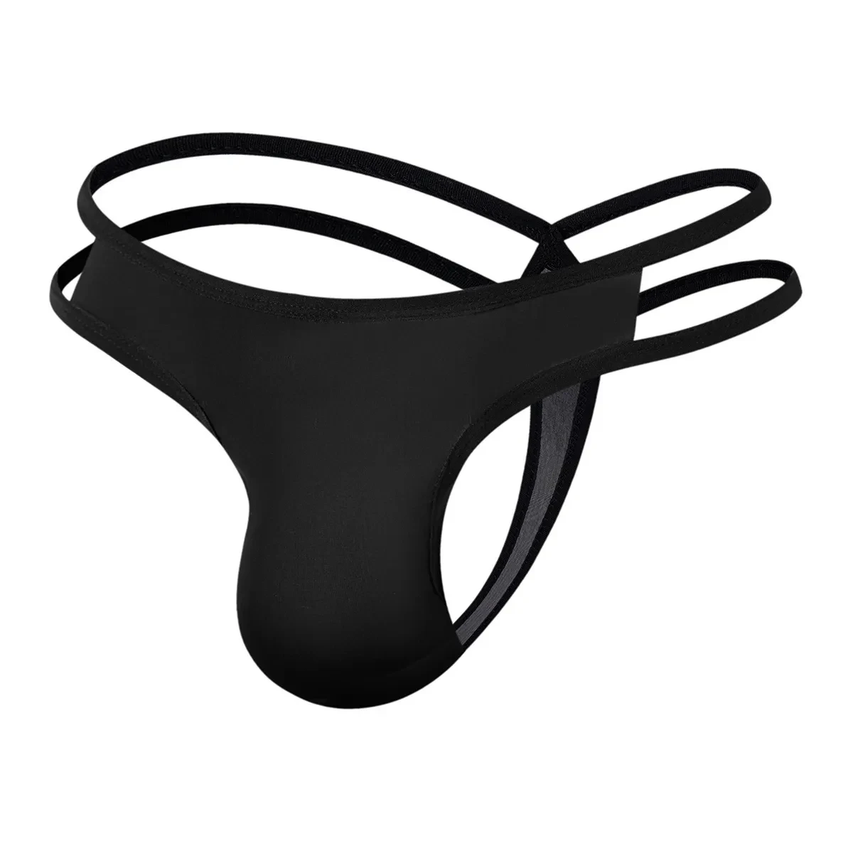 Low Waist Ultra-thin Silky Men's Thong Black