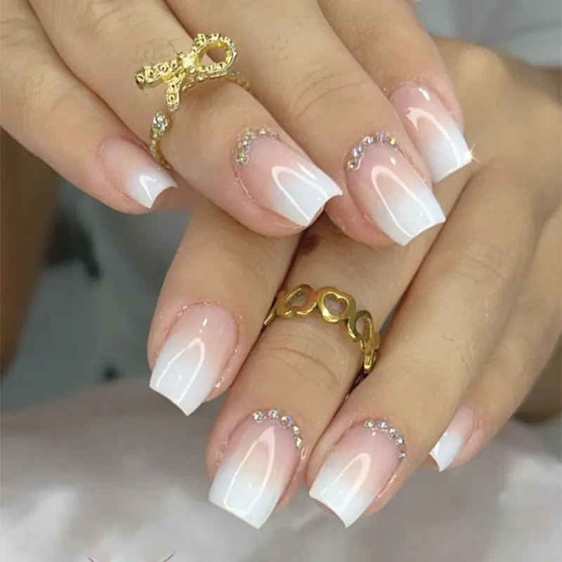 White on White Ombre Nails
