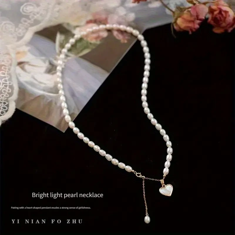 Luxury Shell Pearl Necklace  Natural Irregular Beads in Exquisite French Light Luxury Design | Elegant Womens Necklace