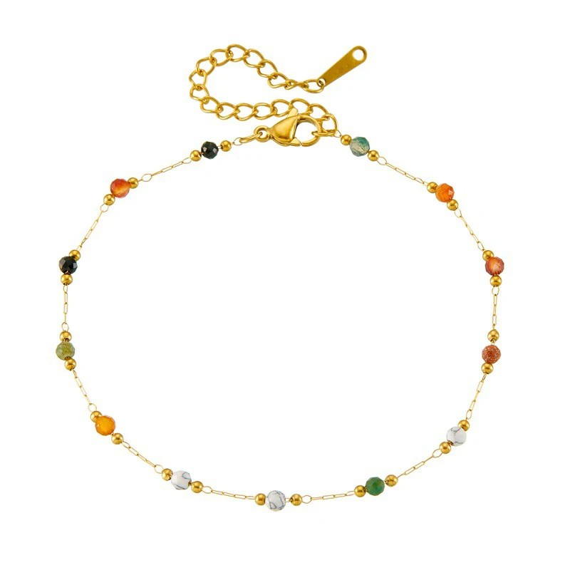 316L Stainless Steel Natural Colored Beads Bracelet for Women
