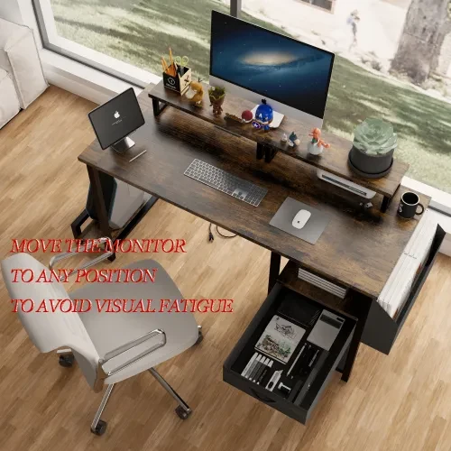 Small Office Desk with Shelves