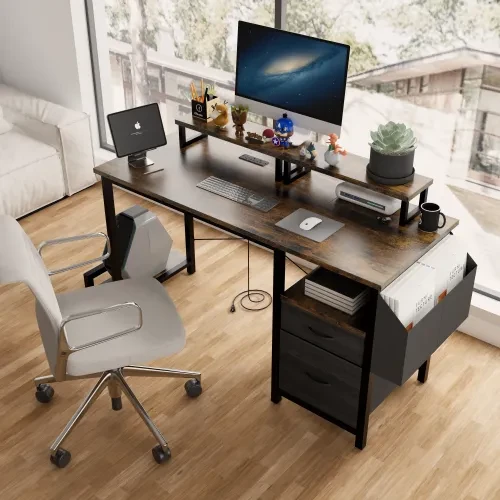 Small Office Desk with Shelves